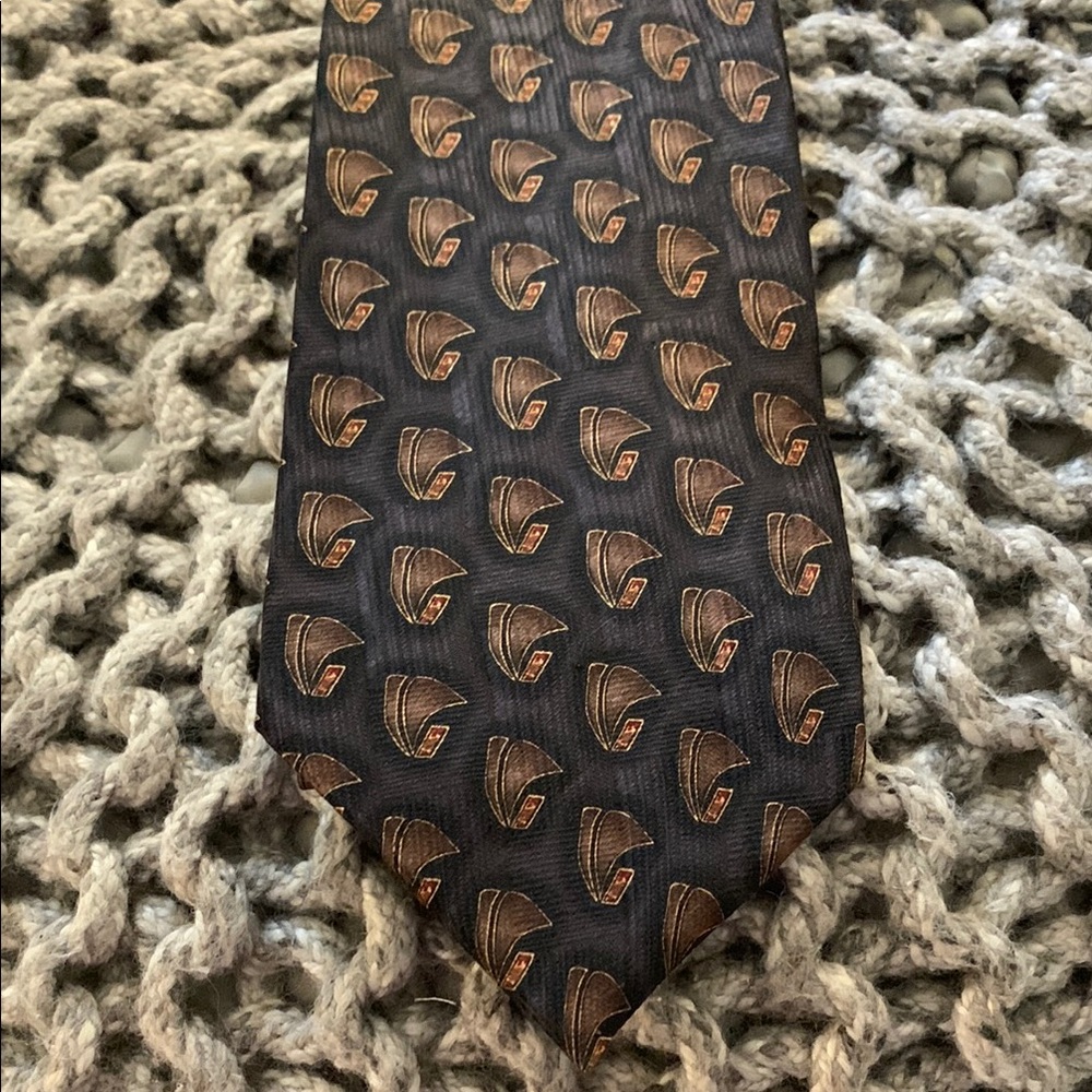 Nordstrom Black and Brown Silk Tie with Animal Motif